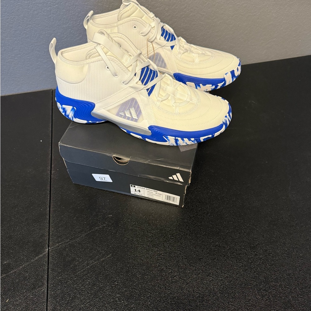 Adidas Exhibit Select Mid Women’s Basketball Shoes – White/Royal Blue (Size 14 - Picture 2 of 13